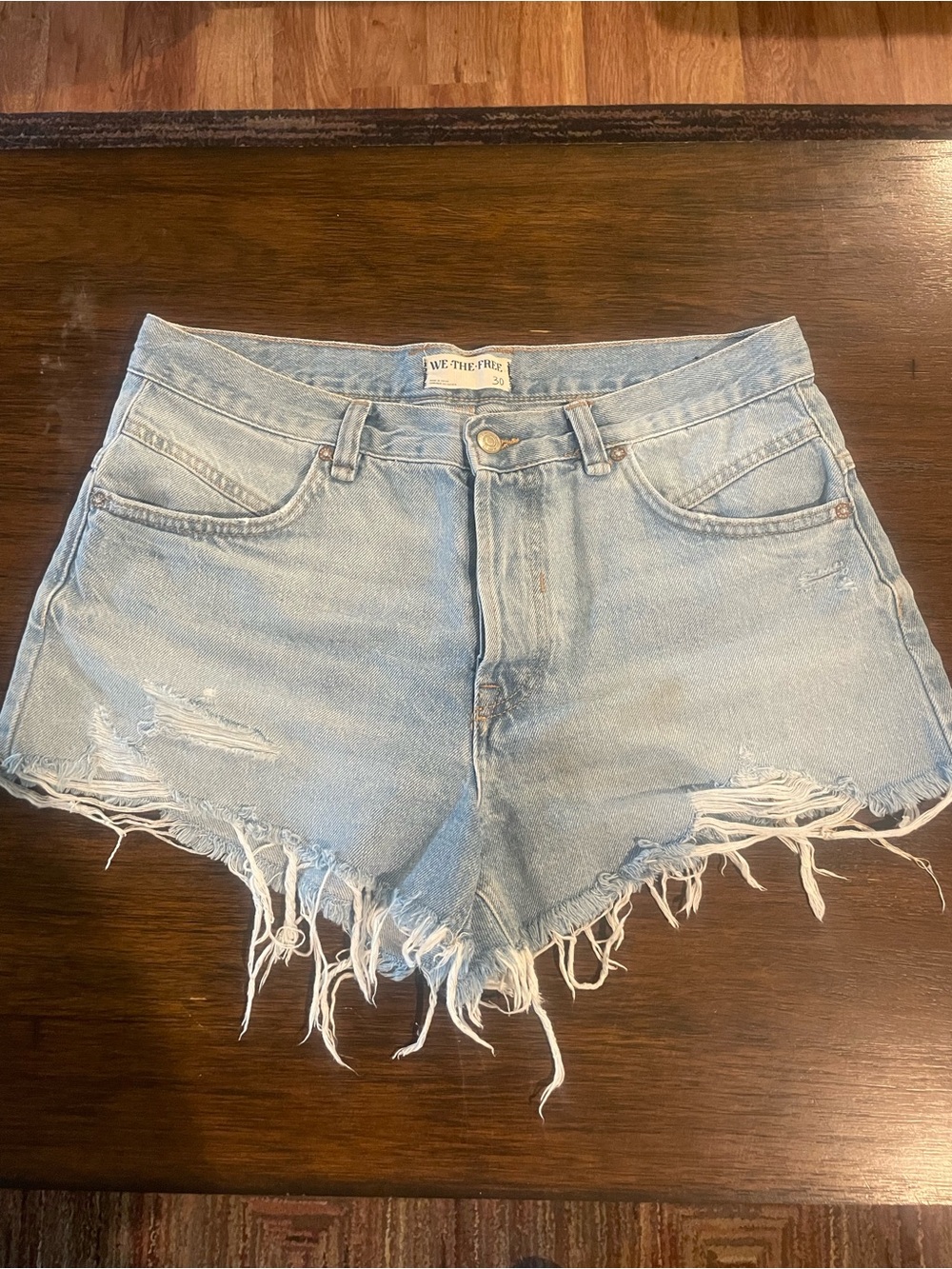 We The Free Light Wash Frayed Hem Jean Shorts - Women